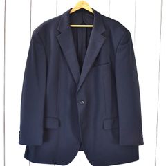 4TK022】レミュー LES MUES 2つボタン シングル ジャケット 3M / XL ダークネイビー シャドーストライプ 袖口3つ釦 V1922796【中古】【メンズビジネス】202411