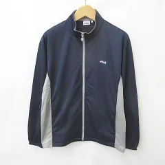 フィラ FILA ジャケット ジャージ ジップアップ ロゴ 刺繍 ネイビー グレー 紺 LL