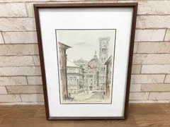 絵画　額装　水彩肉筆画　作者不明　『パリ　ポンヌフにて』サイン落款有り 絵画 額装 水彩肉筆画 作者不明 『パリ ポンヌフにて』サイン