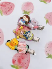 87 ホイップデコヘアクリップ3点セット　ハンドメイド　アイス　ホイップデコ　デコレーション　スイーツ　ヘアアクセサリー　ヘアピン　ヘアクリップ　女の子　キッズ　子供　おしゃれ　誕生日　プレゼント　クリスマス　保育園　幼稚園　小学生