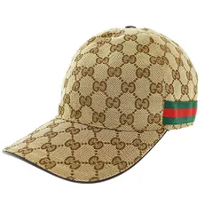 グッチ GUCCI GG キャンバス ウェブライン ベースボール キャップ 帽子 M 58cm 茶 ブラウン ブランド古着ベクトル 中古☆AA★▲250103のサムネイル