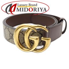 GUCCI グッチ ベルト ダブルGスリム 625839 GGマーモント レザー ベージュ　 ブラウン レディース/181595【中古】