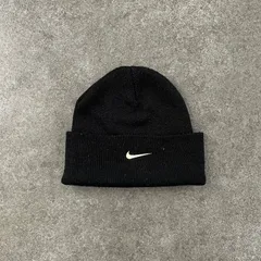 90s 00s archive Nike Beanie Swoosh ナイキ ビーニー ニット帽 ニットキャップ スウォッシュ ロゴ 刺繍 ブラック 黒 アーカイブ ユニセックス 小物 591950