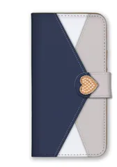 Xperia 1 VII SO-51F SOG15 A501SO ケース 手帳型 エクスペリア 1 7 スマホケース ハート ビジュー デコ おしゃれ 大人 可愛い ライトストーン キラキラ ラブレター 手紙 かわいい ネイビー ピンク カラー01