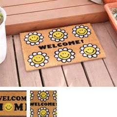 WELCOME 可愛い コイヤーマット スマイルデザイン 玄関 テラス ベランダ フロアマット