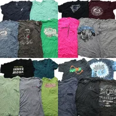 古着卸 まとめ売り カラーmix プリント 半袖Tシャツ 20枚セット (メンズ 2XL ) スカル ノーティカ タイダイ柄 中古 古着 NA4348