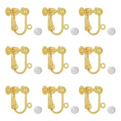 【人気商品】DIY ネジバネ式 MUNCVY 丸皿タイプ 10ペア20個 シリコンカバー付き ゴールド ネジ調整クリップ ノンホール イヤリングパーツ ピアス ハンドメイド 基礎金具 材料 素材