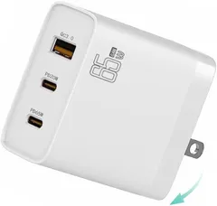 65W GaN PD Type C USB充電器 三台同時充電 急速充電器 高速充電器[軽量·小型] PD対応 USB-C×2 & USB A 3ポート(窒化ガリウム) 折りたたみ式プラグ PSE認証済