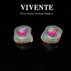 ピアス フランス風 エナメル アクセサリー ヴィンテージ カラフル 高級感 個性的なデザイン 合わせやすい 合成宝石XuA636