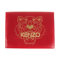 美品 KENZO ケンゾー 18SS タイガー プリント ロゴ 刺繍 レザー クラッチバッグ ハンドバッグ ポシェット 狗 レッド ゴールド ブランド カバン【メンズ】のサムネイル