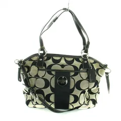 コーチ COACH ハンドバッグ ショルダー 2WAY キャンバス レザー シグネチャー ロゴ 黒 ブラック グレー F17948 ■GY18 /MQ