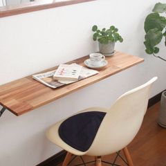 アカシア無垢材　折り畳み　カウンターテーブル　壁取り付け　約75 × 45cm アカシアの折りたたみ式カウンターテーブル：幅91cm×奥行40cm【壁付け