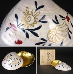 mimi　茶道具　朱手桶水指　海松貝蒔絵　中村宗悦造　共箱 mimi様専用 茶道具 朱手桶水指 海松貝蒔絵 中村宗悦造 共箱 工芸品