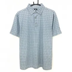 【超美品】フットジョイ 半袖ポロシャツ　白×ダークグリーン チェック ボタンダウン メンズ L ゴルフウェア FootJoy