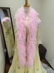 【新品・未使用】オーストリッチファー　羽根　羽　社交ダンス　モダンドレス　ラテンドレス　スタンダード　パーティ―ドレス　ファー　1本　　薄ピンク　【値下げ不可】