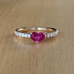 K18 天然ルビー0.70ct D0.38ct リング