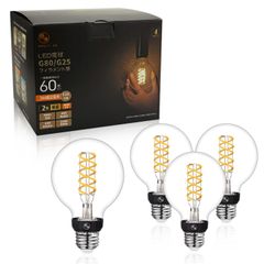 G80 LED電球フィラメント 口金E26 4000K昼光色 6W(60W相当) 4個入 PSE取得