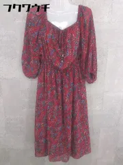 ◇ Limitless Luxury リミットレス ラグジュアリー 総柄 長袖 ロング ワンピース サイズF レッド レディース 【中古】 【1002802204388】