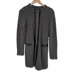 エンポリオアルマーニ EMPORIO ARMANI カーディガン ニット クルーネック 長袖 ロング レザーパイピング レディース EUR：40 のサムネイル