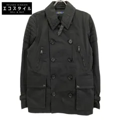 POLO RALPH LAUREN ポロ ラルフローレン 710551709001ﾌﾞﾗｯｸ ﾚｻﾞｰ×ｺｯﾄﾝﾅｲﾛﾝ ﾋﾟｰｺｰﾄ風 ｼﾞｬｹｯﾄ S