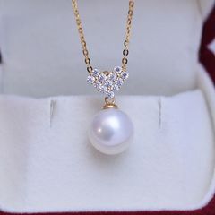 淡水エジソンパールネックレス9-10mm真円強光 S925 K18GP 人魚の尾 