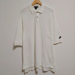NIKE GOLF ナイキ　ゴルフ　ロゴ刺繍　ポロシャツ　半袖　オーバーサイズ　ホワイト Mサイズ メンズ 古着 ストリート スポーツMIX