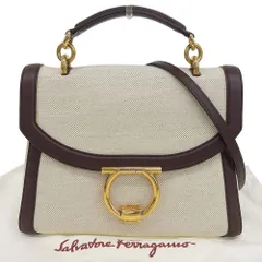 【本物保証】 布袋付 超美品 サルヴァトーレ フェラガモ SALVATORE FERRAGAMO ガンチーニ 2WAYバッグ EE 21 2943 ハンドバッグ ショルダー