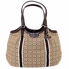 コーチ COACH アウトレット トートバッグ シグネチャーストライプ ショルダー トート F26131 SKHMA カーキ マホガニー 未使用品