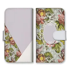 iPhone15ProMax ケース 手帳型 iPhone15 プロマックス スマホケース 花 花柄 小花柄 バラ 薔薇 クラシカル 額 オシャレ 可愛い かわいい カラー04