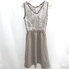 ◇ ⊂ ROSE BUD ローズバッド 総柄 切り替えデザイン ロング丈 ワンピース サイズF ホワイト ブラック カーキ レディース E  【1410100056323】