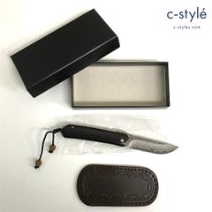U794 [人気] 肥後守 フォールディング ダマスカスナイフ 黒丹 全長:約16.4cm 刃渡:約6.8cm | Y★