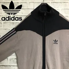 90s⭐️adidas トラックジャケット/ジャージ  L ニット素材 刺繍 vintage グレー