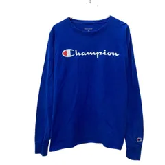 Champion 長袖 ロゴプリントTシャツ M ブルー チャンピオン プルオーバー ワンポイントロゴワッペン 古着卸 アメリカ仕入 a706-5761