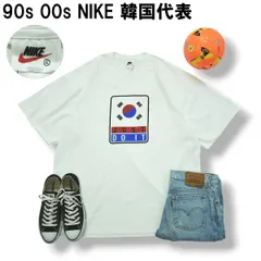 90s 00s ヴィンテージ ナイキ NIKE 韓国代表 サッカー Tシャツ カットソー クルーネック スウッシュ ロゴ プリント XL ホワイト スポーツ カジュアル メンズ