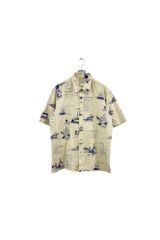 Made in USA Cooke Street Honolulu aloha shirt クックストリート アロハシャツ ベージュ系 総柄 ヴィンテージ ネ