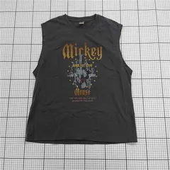 ◇ ⊂ Disney mickey ノースリーブ Tシャツ サイズL ダークグレー系 レディース メンズ E  【1509100079620】