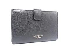 ■美品■ kate spade ケイトスペード レザー 二つ折り 財布 ウォレット 札入れ 小銭入れ ブラック系 DJ6644