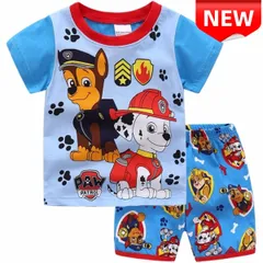 ✨新品✨パウパトロール 子供パジャマ 上下セット 半袖Tシャツ&ショートパンツ 男の子 キッズルームウェア 消防士 警察犬 90/95/100/110/120/130サイズ 春夏秋 部屋着 コットン 綿 キッズパジャマ 半袖パシャマ 可愛い プレゼント