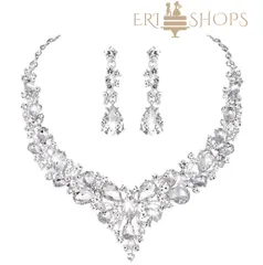 【人気商品】ネックレス & ピアス セット シルバー ウェディング ブライダル 花嫁 キラキラ ジルコニア クリスタル 前撮り 誕生日 クリスマス プレゼント