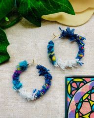 毛糸MIXフープピアス ハンドメイド
