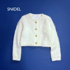 ci121 SNIDEL モヘヤニットジャケット　金ボタン　ノーカラージャケット　ふわふわ　秋冬　スナイデル