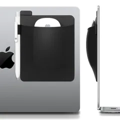 新品 Lacdo スティックオンワイヤレスマウスポーチホルダー のために ノートパソコン、マジックマウス用ケース、再利用可能な接着剤付きスリーブ、のり残りなし、粘着性収納バッグケースポケット、iPad MacBookコンピュータ用、ブラック