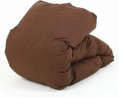 羽毛布団 日本製 掛け布団 シングルロング【増量1.2kg】 ホワイトダックダウン9０% かさ高145mm(350dp)以上 消臭抗菌 国内パワーアップ (シングル1.2㎏, ブラウン)