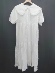 ◇ ⊂ ehka sopo エヘカソポ ドット 水玉柄 半袖 ロング丈 シャツ ワンピース サイズF ホワイト系 レディース E  【1508060006424】