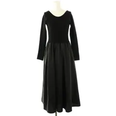 regleam リブニットロングスリーブワンピース M ブラック ラウンド切り替えリブワンピース｜ROUND SWITCHING RIB MAXI