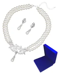 [Juicy Dream] パールネックレス ピアス イヤリング セット保管ケース付 ウエディング ドレス アクセサリー 発表会 舞台 パーティー (イヤリングSet) [イヤリングSet]