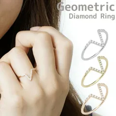 リング レディース ダイヤモンド k18ゴールド 天然ダイヤモンド 華奢 Ｖ字デザイン 三角形 ミディ ファランジ 関節 ピンキー 重ね着け k18 結婚式 パーティー 2次会 誕生日 ギフト プレゼント