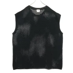 美品 H&M エイチアンドエム ノースリーブ ベスト L ブラック 透かし メンズ 古着