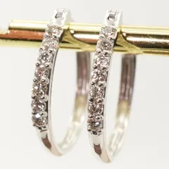 K10WG ダイヤモンド フープ ホワイトゴールド ピアス/25-470S