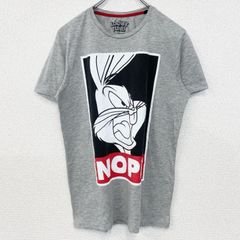 古着 used　LOONEY TUNES　ルーニーテューンズ　半袖キャラクタープリントTシャツ　バッグスバニー　ウサギ　グレー